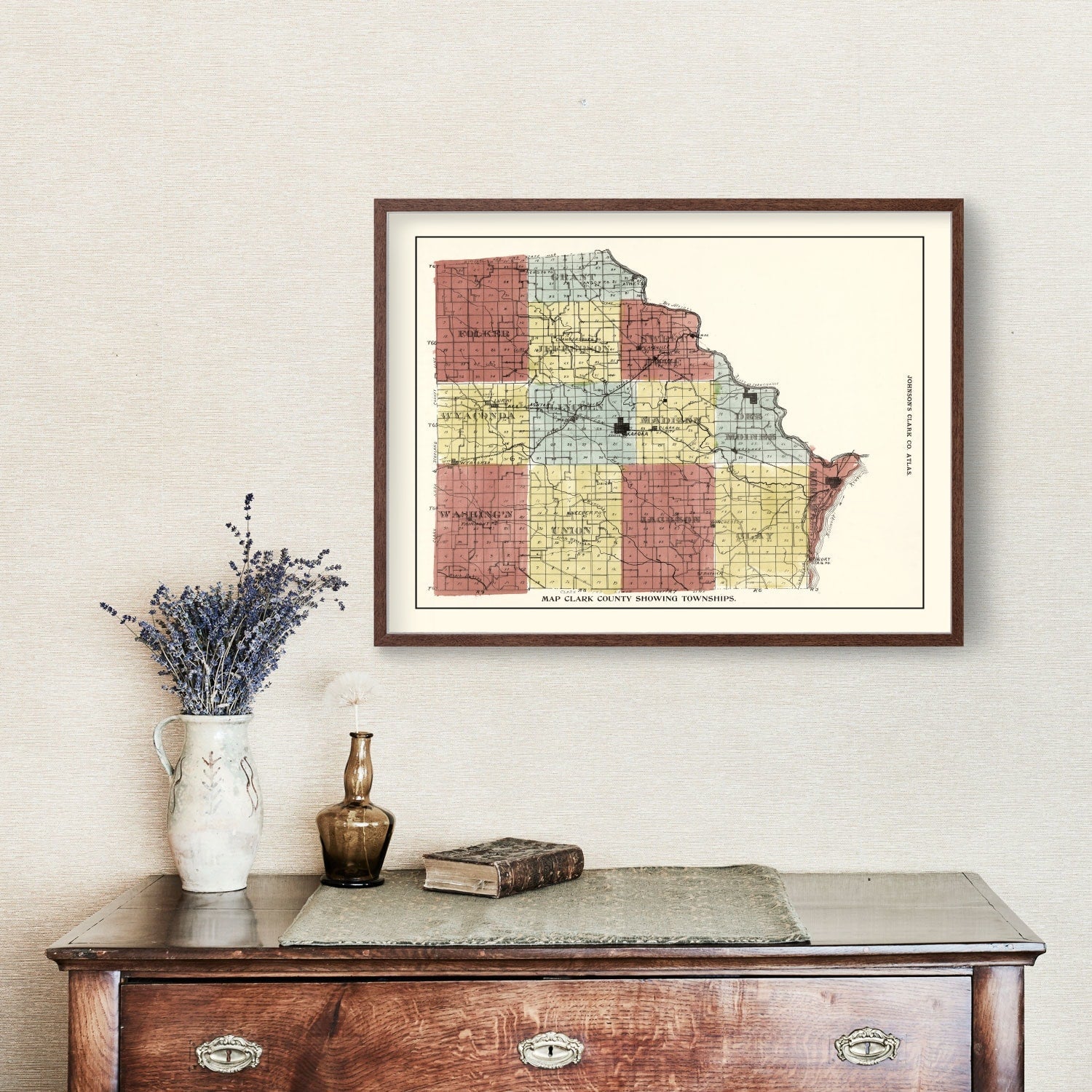 Vintage Map of Clark County, Missouri 1896