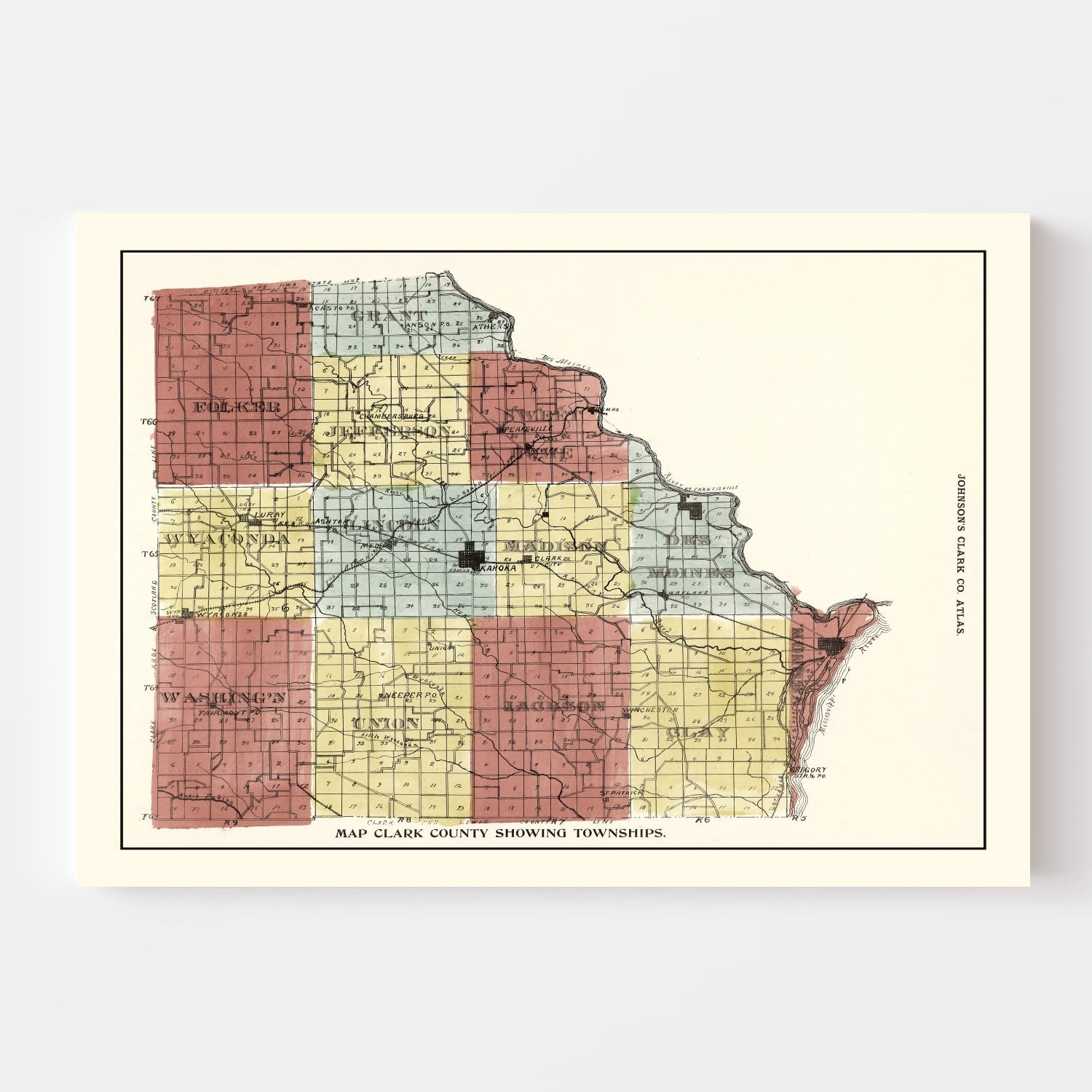 Vintage Map of Clark County, Missouri 1896