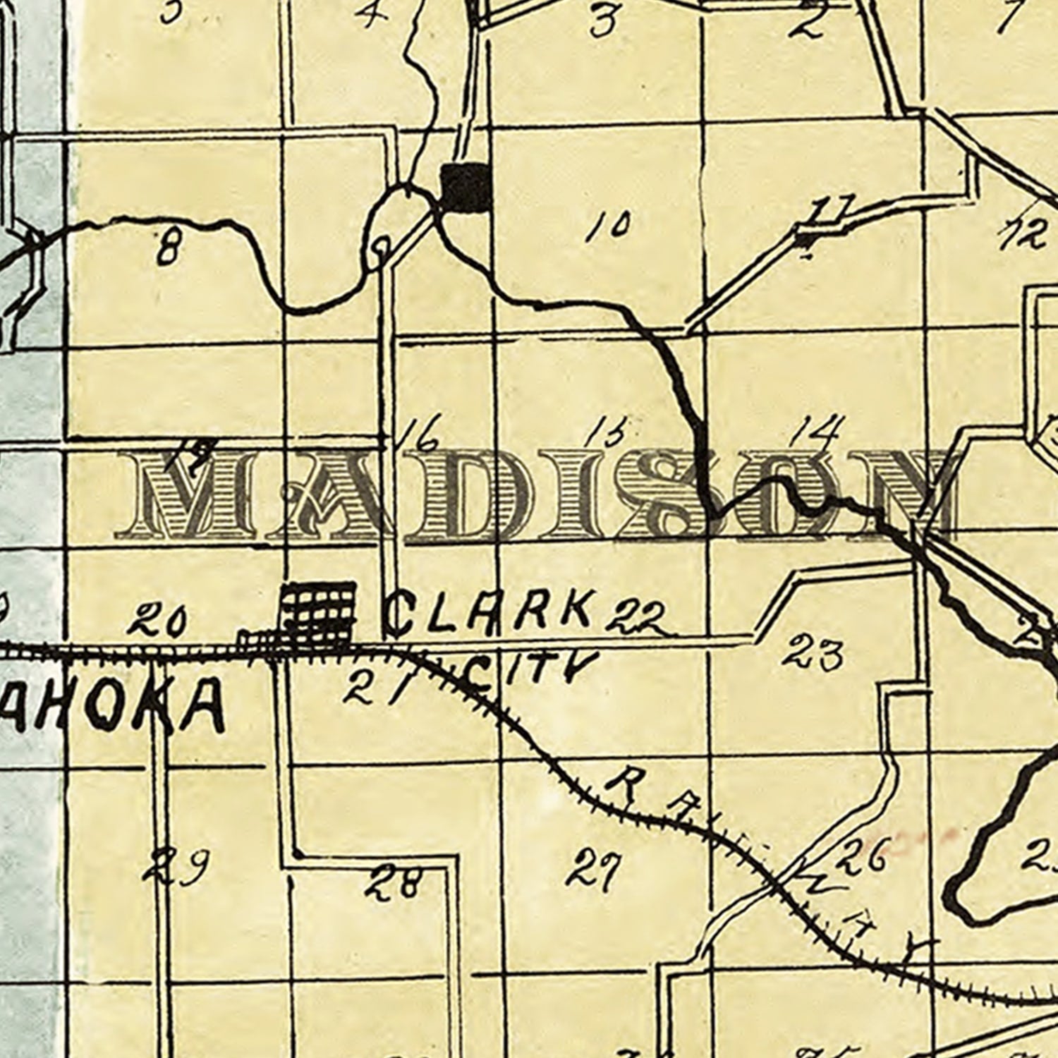Vintage Map of Clark County, Missouri 1896