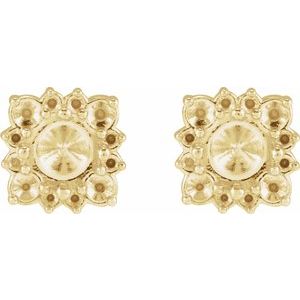 14K Yellow Gold 3 mm Round 4-Prong Halo-Style Earring Mounting – image 2
