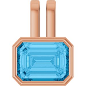 14K Rose Gold Natural Swiss Blue Topaz Pendant