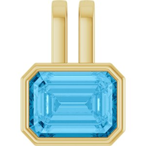 14K Yellow Gold Natural Swiss Blue Topaz Pendant