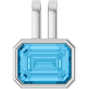 14K White Gold Natural Swiss Blue Topaz Pendant
