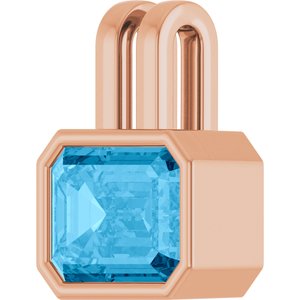 14K Rose Gold Natural Swiss Blue Topaz Pendant