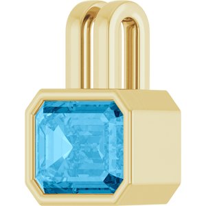 14K Yellow Gold Natural Swiss Blue Topaz Pendant