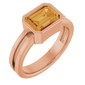 14K Rose Gold Lab-Grown Citrine Ring