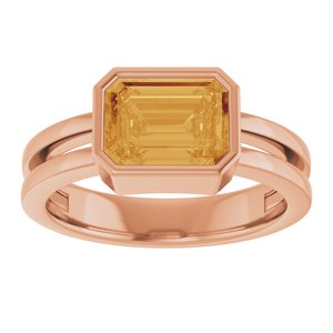 14K Rose Gold Lab-Grown Citrine Ring