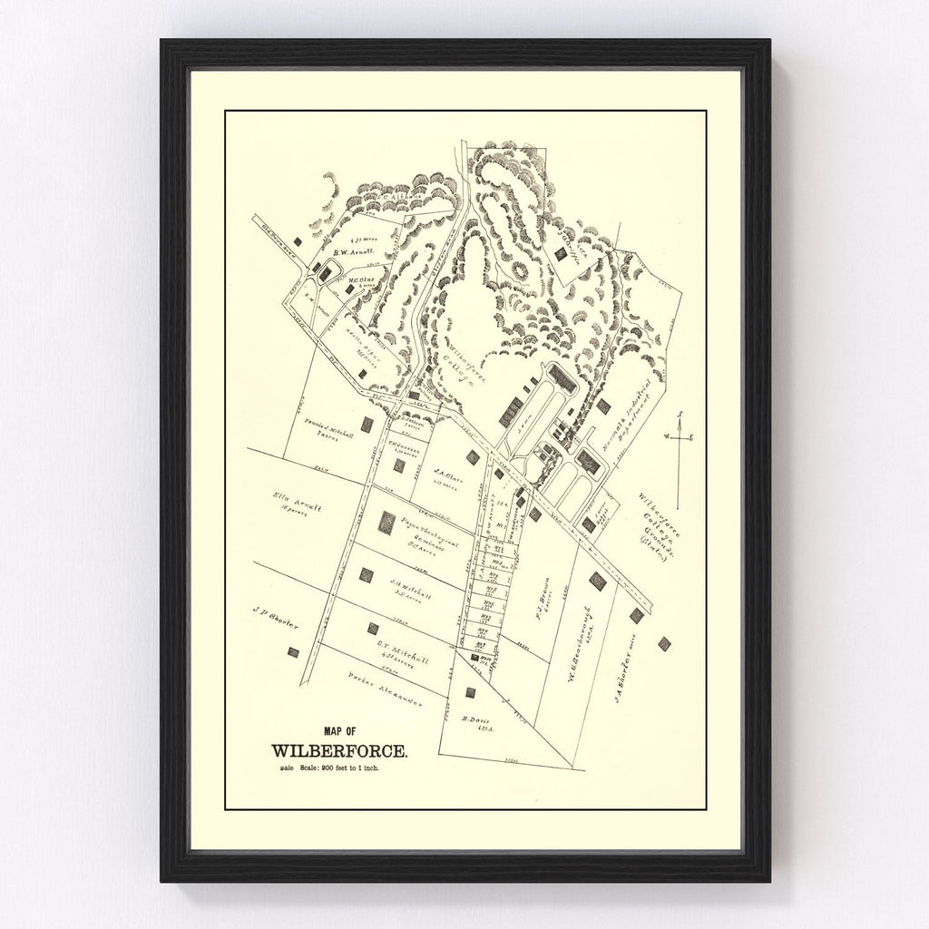 Vintage Map of Wilberforce, Ohio 1896