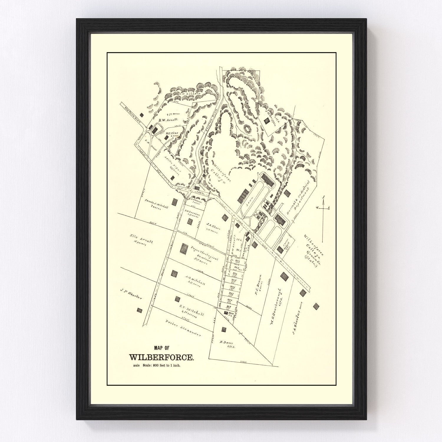 Vintage Map of Wilberforce, Ohio 1896