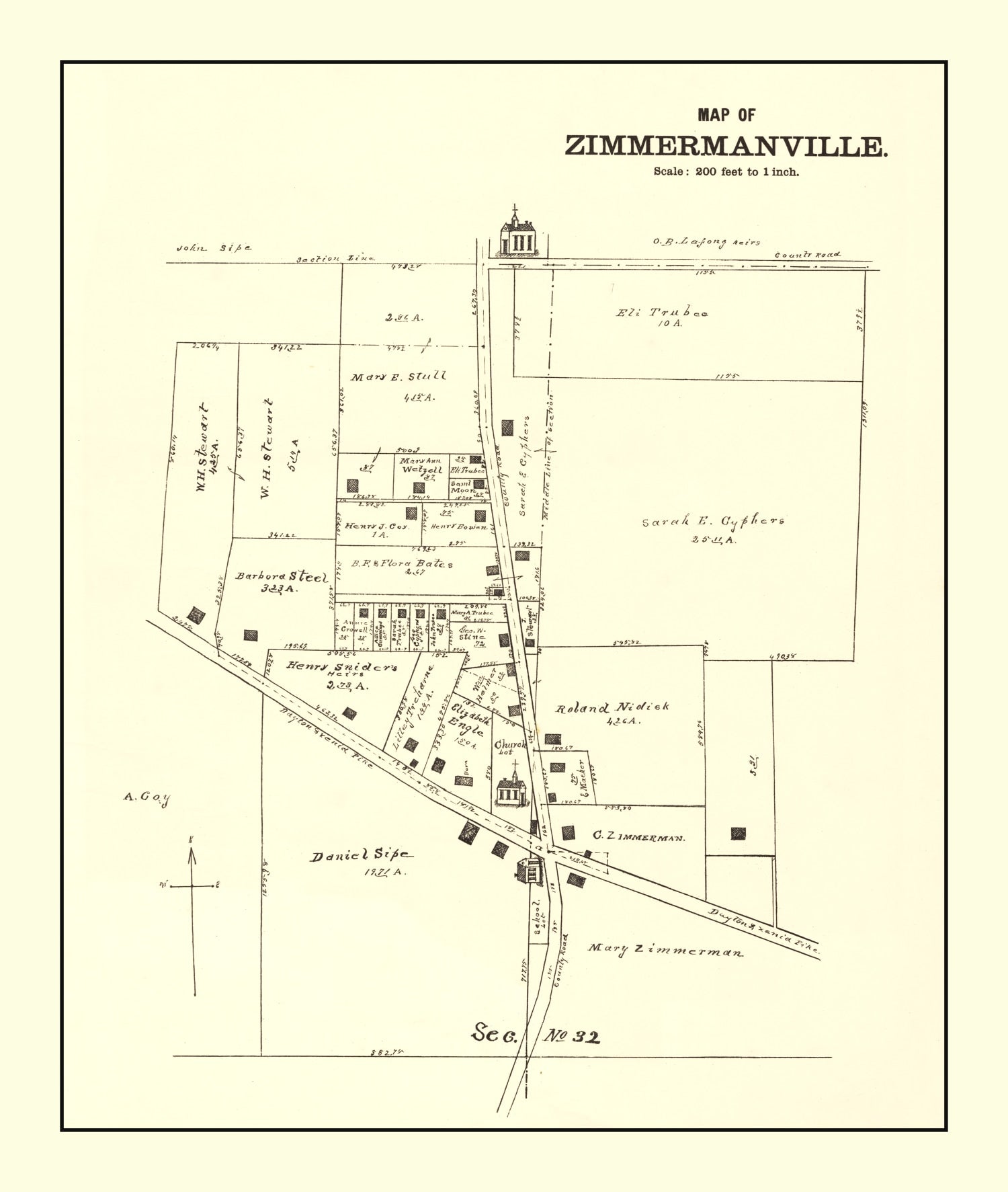 Vintage Map of Zimmermanville, Ohio 1896