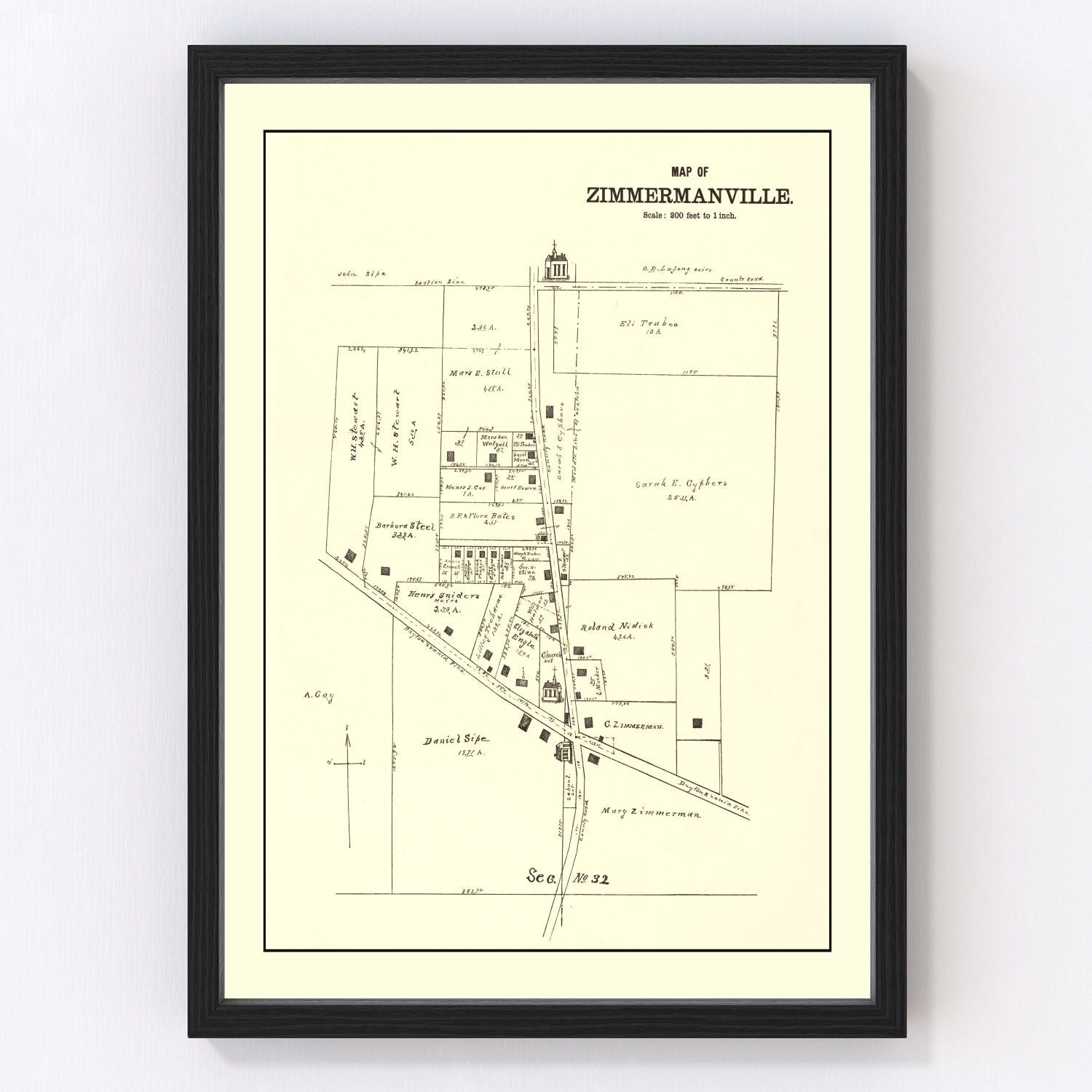 Vintage Map of Zimmermanville, Ohio 1896
