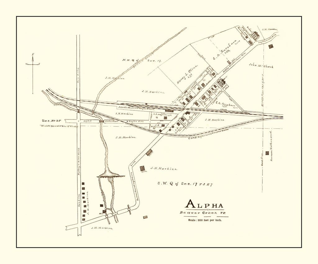 Vintage Map of Alpha, Ohio 1896