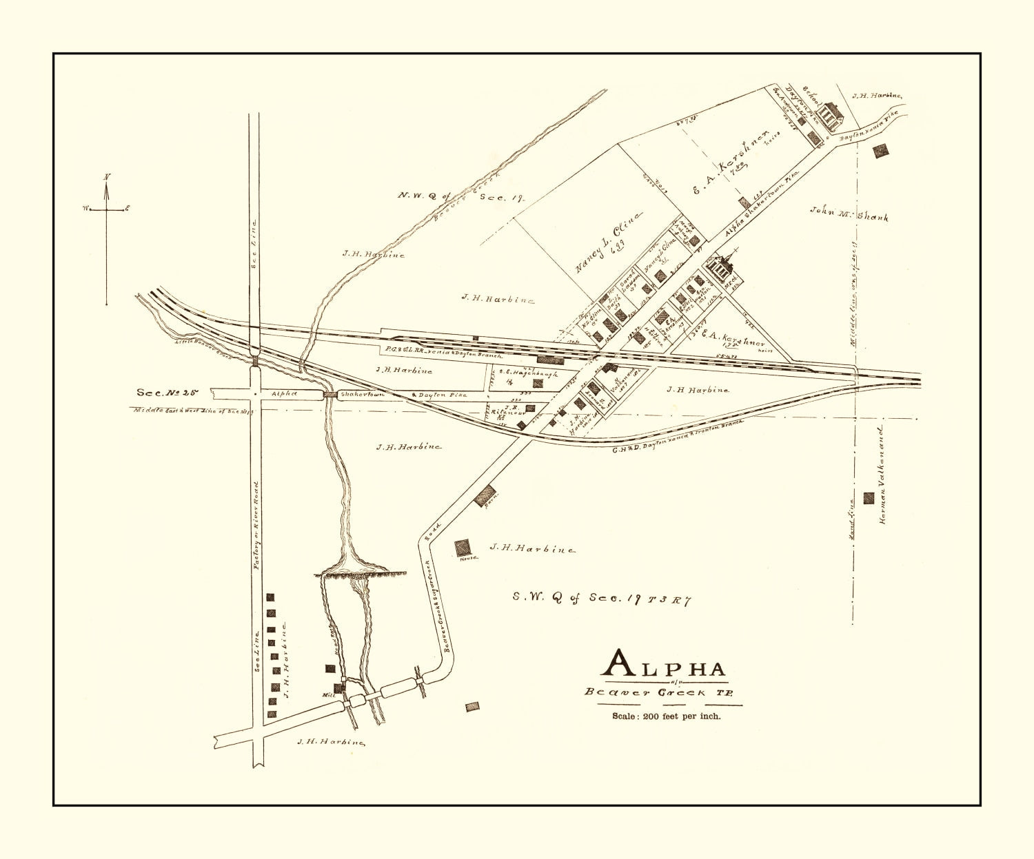 Vintage Map of Alpha, Ohio 1896