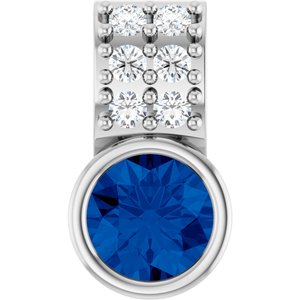 Sterling Silver Natural Blue Sapphire & .04 CTW Natural Diamond Pendant