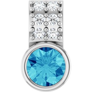 Sterling Silver Natural Blue Zircon & .04 CTW Natural Diamond Pendant