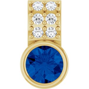 14K Yellow Gold Lab-Grown Blue Sapphire & .04 CTW Natural Diamond Pendant