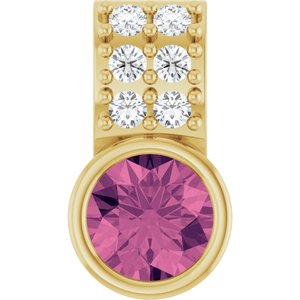 14K Yellow Gold Natural Pink Tourmaline & .04 CTW Natural Diamond Pendant