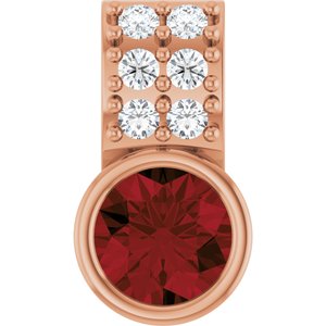 14K Rose Gold Natural Mozambique Garnet & .04 CTW Natural Diamond Pendant