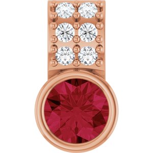14K Rose Gold Lab-Grown Ruby & .04 CTW Natural Diamond Pendant