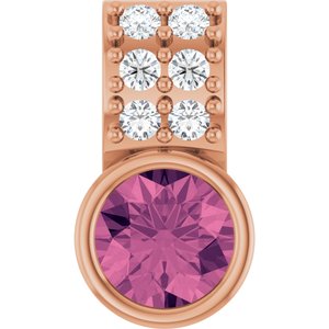 14K Rose Gold Natural Pink Tourmaline & .04 CTW Natural Diamond Pendant