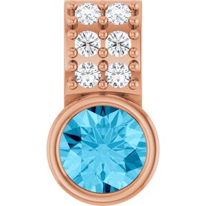 14K Rose Gold Natural Aquamarine & .04 CTW Natural Diamond Pendant