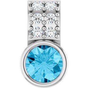 Platinum Natural Aquamarine & .04 CTW Natural Diamond Pendant