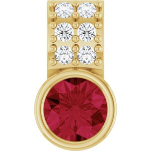 14K Yellow Gold Natural Ruby & .04 CTW Natural Diamond Pendant