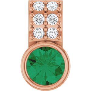 14K Rose Gold Natural Emerald & .04 CTW Natural Diamond Pendant