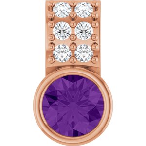 14K Rose Gold Natural Amethyst & .04 CTW Natural Diamond Pendant