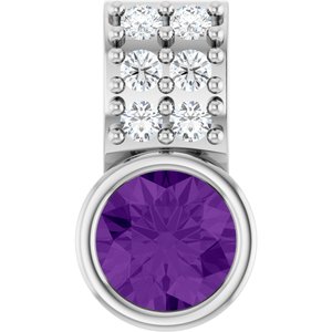 Sterling Silver Natural Amethyst & .04 CTW Natural Diamond Pendant