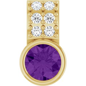 14K Yellow Gold Natural Amethyst & .04 CTW Natural Diamond Pendant