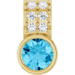 14K Yellow Gold Natural Aquamarine & .04 CTW Natural Diamond Pendant