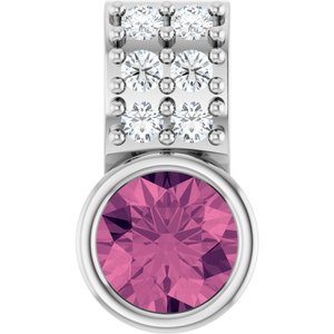 Platinum Natural Pink Tourmaline & .04 CTW Natural Diamond Pendant