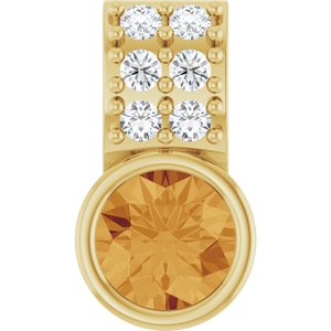 14K Yellow Gold Natural Citrine & .04 CTW Natural Diamond Pendant