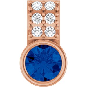 14K Rose Gold Natural Blue Sapphire & .04 CTW Natural Diamond Pendant