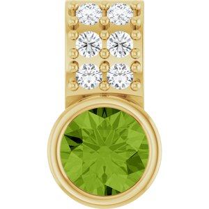 14K Yellow Gold Natural Peridot & .04 CTW Natural Diamond Pendant