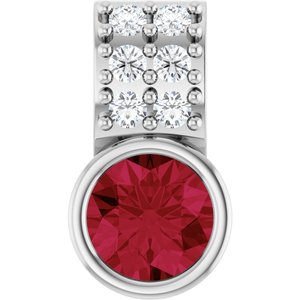 14K White Gold Lab-Grown Ruby & .04 CTW Natural Diamond Pendant