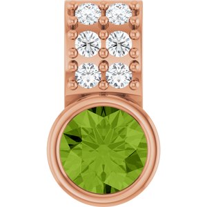 14K Rose Gold Natural Peridot & .04 CTW Natural Diamond Pendant