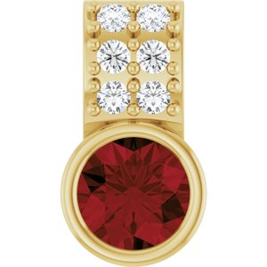 14K Yellow Gold Natural Mozambique Garnet & .04 CTW Natural Diamond Pendant