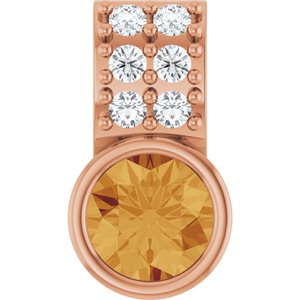 14K Rose Gold Natural Citrine & .04 CTW Natural Diamond Pendant