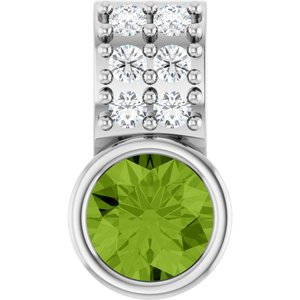 Sterling Silver Natural Peridot & .04 CTW Natural Diamond Pendant