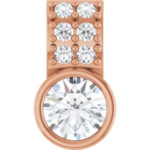 14K Rose Gold Natural White Sapphire & .04 CTW Natural Diamond Pendant