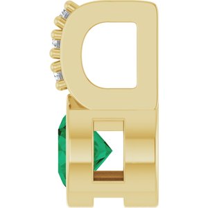 14K Yellow Gold Natural Emerald & .04 CTW Natural Diamond Pendant