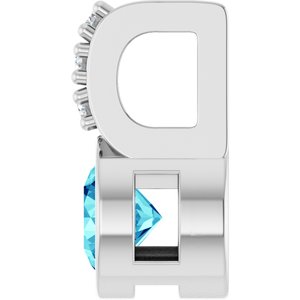 Platinum Natural Blue Zircon & .04 CTW Natural Diamond Pendant