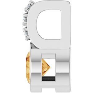 14K White Gold Natural Citrine & .04 CTW Natural Diamond Pendant