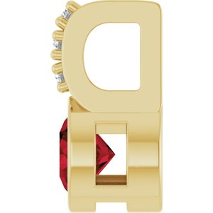 14K Yellow Gold Natural Mozambique Garnet & .04 CTW Natural Diamond Pendant