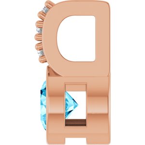 14K Rose Gold Natural Aquamarine & .04 CTW Natural Diamond Pendant