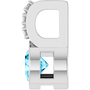 14K White Gold Natural Aquamarine & .04 CTW Natural Diamond Pendant