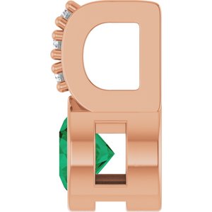 14K Rose Gold Natural Emerald & .04 CTW Natural Diamond Pendant