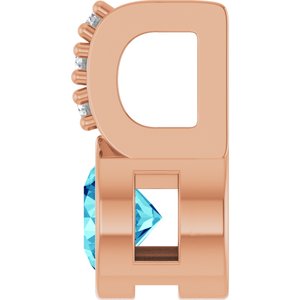 14K Rose Gold Natural Blue Zircon & .04 CTW Natural Diamond Pendant